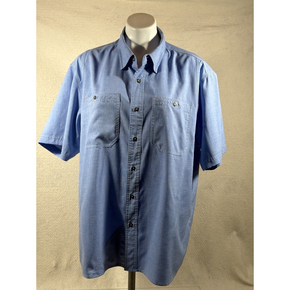 Orvis Vented Fishing Shirt Men XL Blue Nylon Poly Utility Outdoor Gorpcore